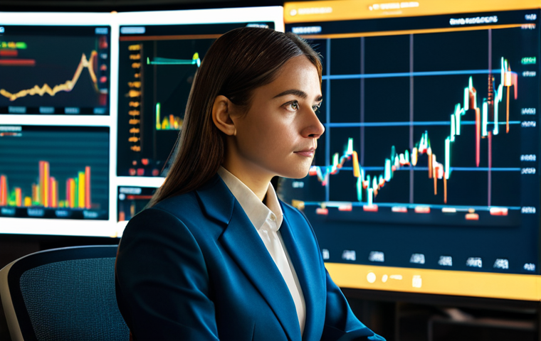 A focused female cryptocurrency analyst in a modest business suit, sitting in a high-tech data analysis room. Multiple holographic screens in front of her display intricate on-chain charts, market data graphs, and glowing digital cryptocurrency symbols. The scene emphasizes data as a valuable asset, with subtle golden light emanating from the screens, reflecting on her face. Professional dress, appropriate attire, fully clothed, safe for work, perfect anatomy, correct proportions, natural pose, well-formed hands, proper finger count, professional photography, high quality.