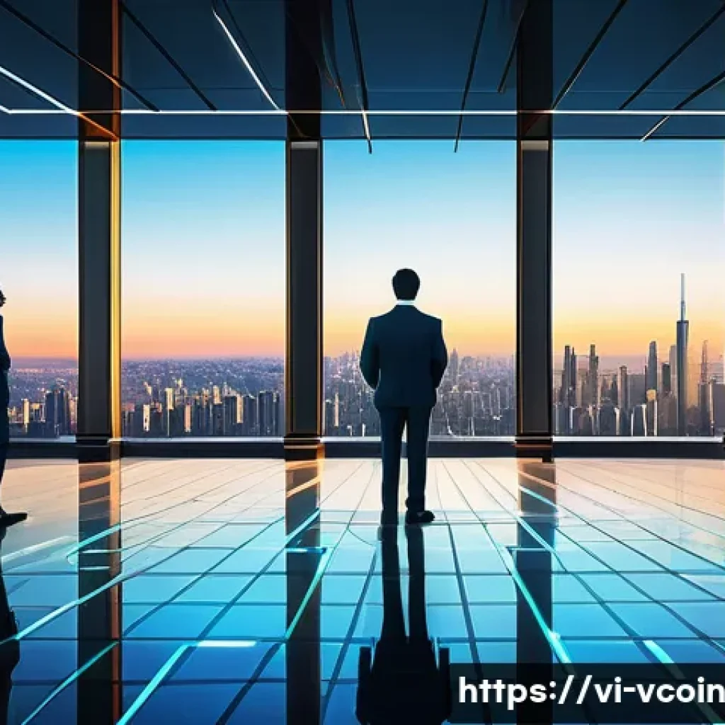 가상화폐의 시장 구조 변화 - **Prompt 1: The Confluence of Traditional Finance and Crypto**
"A majestic, wide shot depicting ...