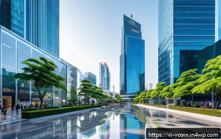 가상화폐의 세계적 트렌드 분석 - A futuristic financial hub in Ho Chi Minh City featuring diverse DeFi applications: digital screens ...